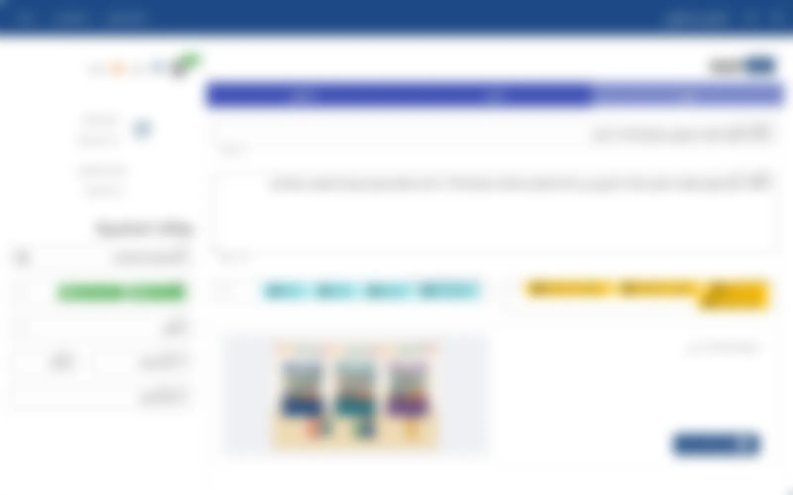 Editing an entry. A side column holds the view count, the pinned and featured flags, slug, categories, status, publish date and time, and expiry date. Next to it are tabs for Arabic, Kurdish and English.