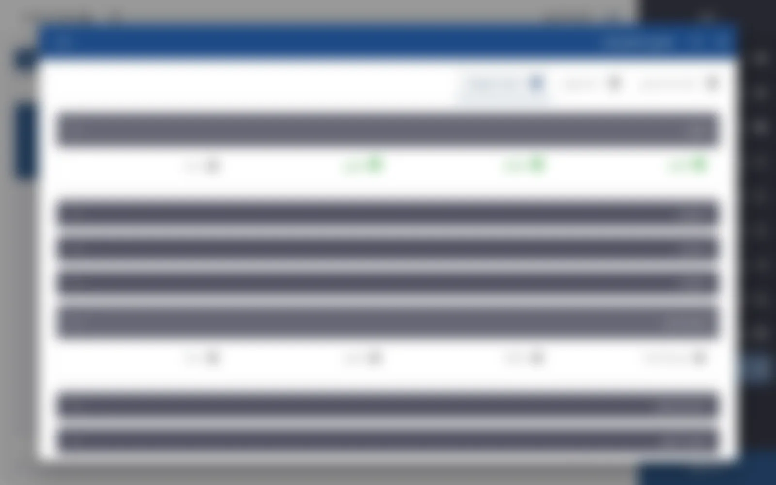 Permissions for the Editor role, with one tab per group and permissions per content type. This role can add and edit News but not delete it, and it cannot reach the Services guide.