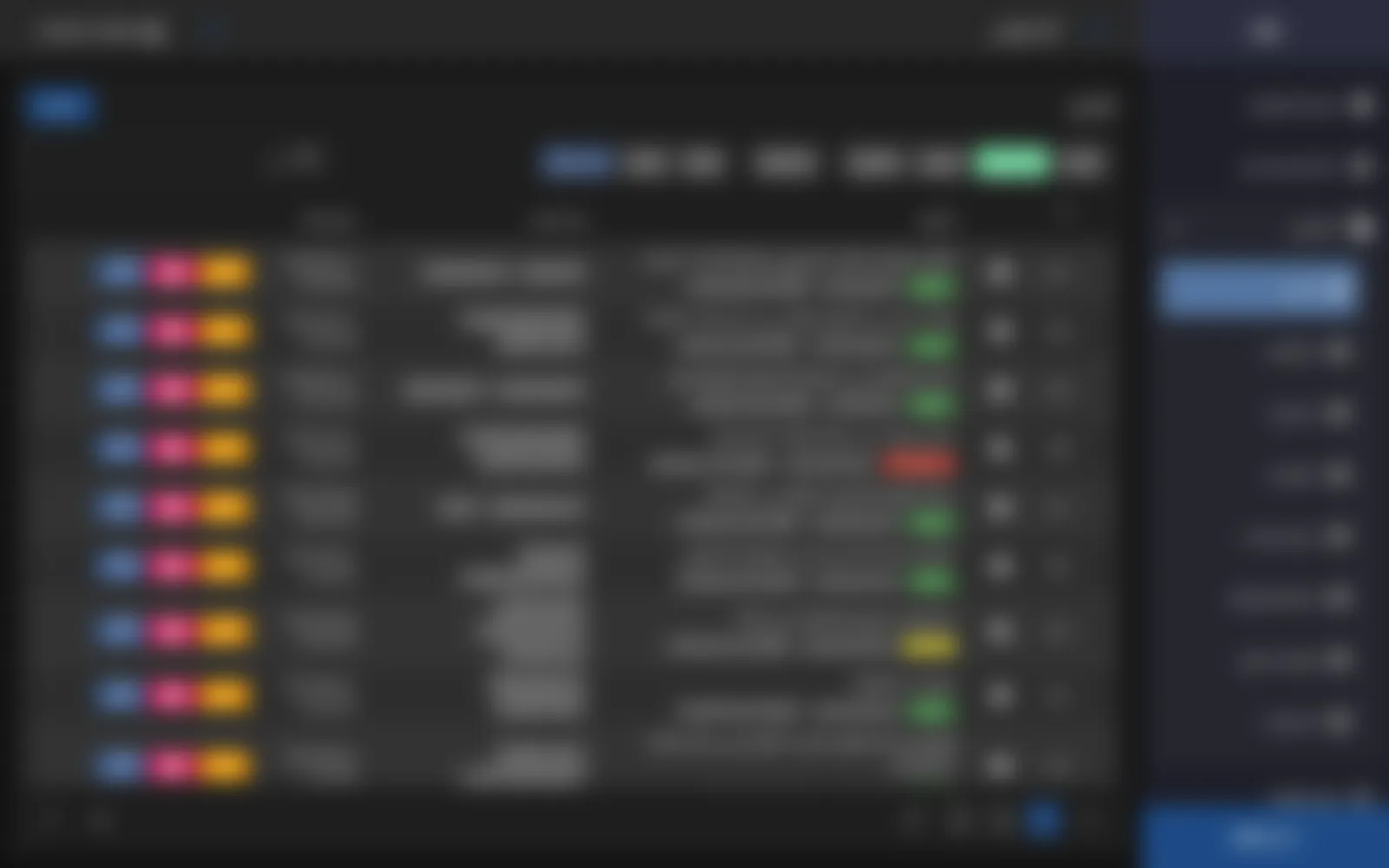 The same list in dark mode, which you switch on from the app bar.