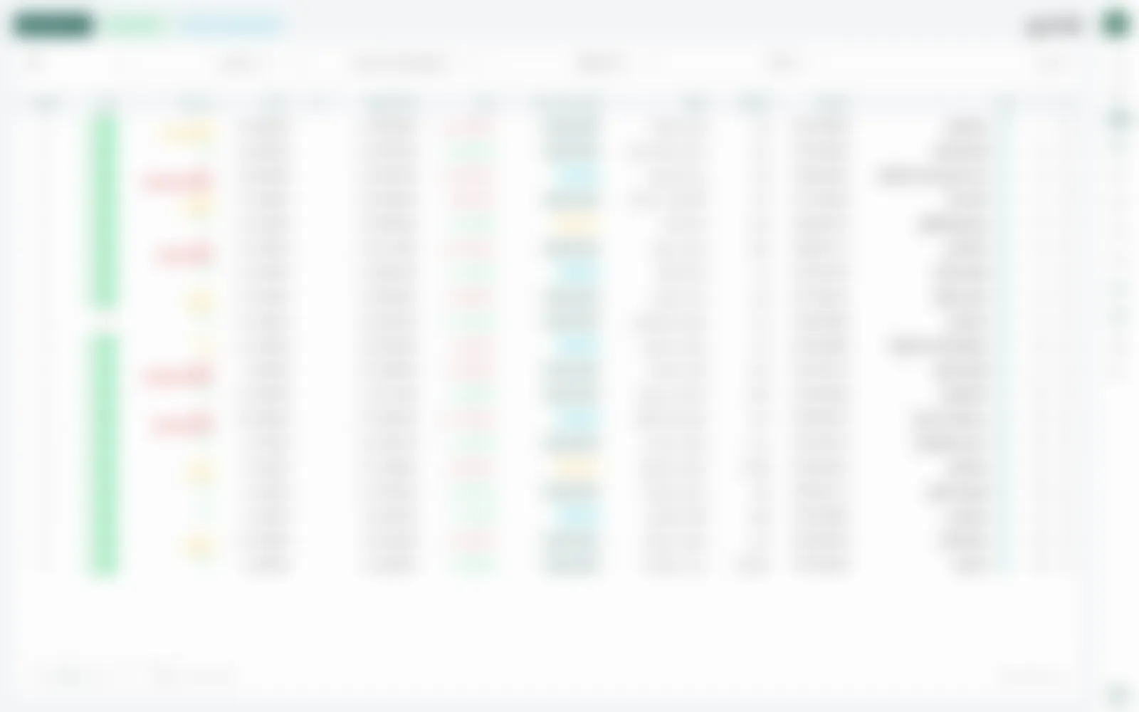 The POS agent registry on a wide screen: balances, sales totals, debt limits, and a debt bar that turns red past 74% of the limit.